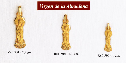 MEDALLA VIRGEN DE LA ALMUDENA EN ORO Y EN PLATA.
